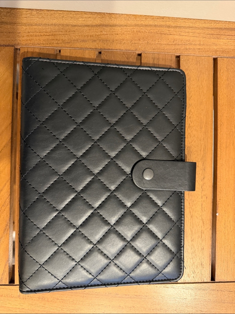 Black Quilted 6-Ring Planner Organizer Binder A5 Agenda Notebook Cover EUC